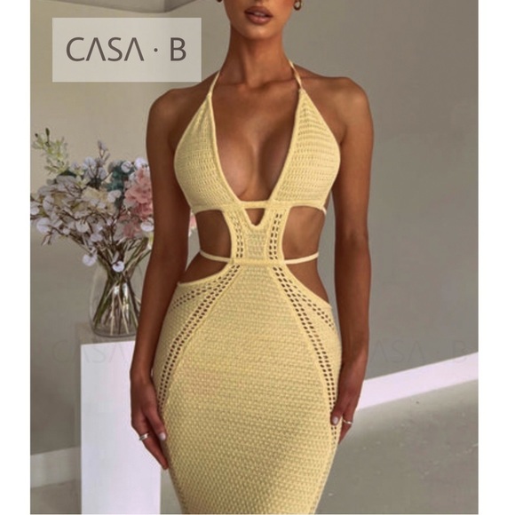 Yellow Halter Maxi Dress - Picture 6 of 7